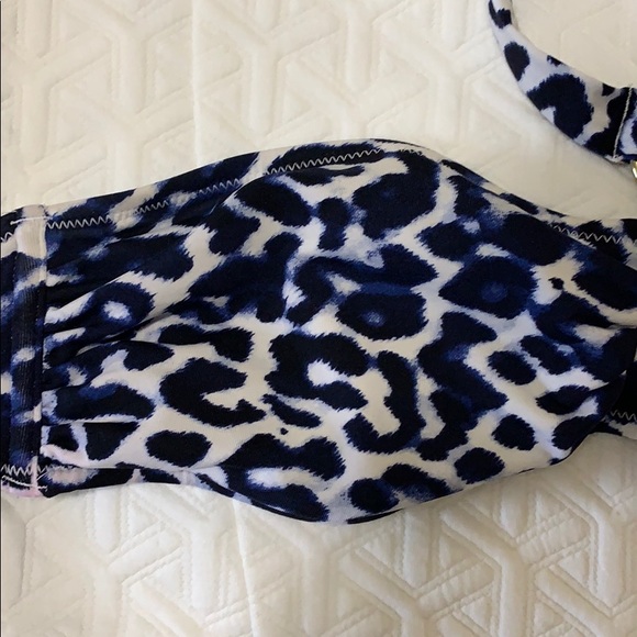 OCEAN CLUB BLUE LEOPARD BANDEAU BIKINI TOP - Picture 2 of 4